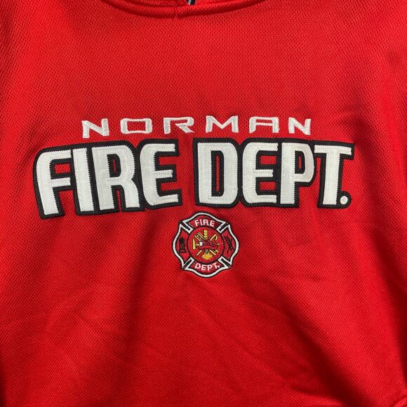 Fire Department Hoodie Norman Oklahoma Men's Large Red Embroidered Zip Pocket - Picture 5 of 10